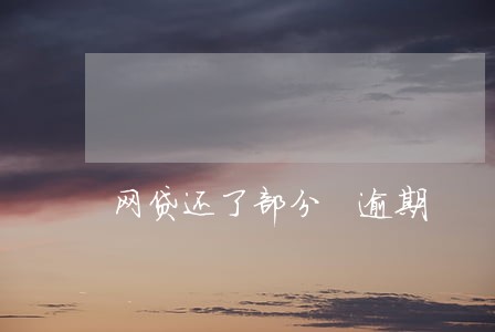 网贷还了部分 逾期 网贷还了部分 逾期